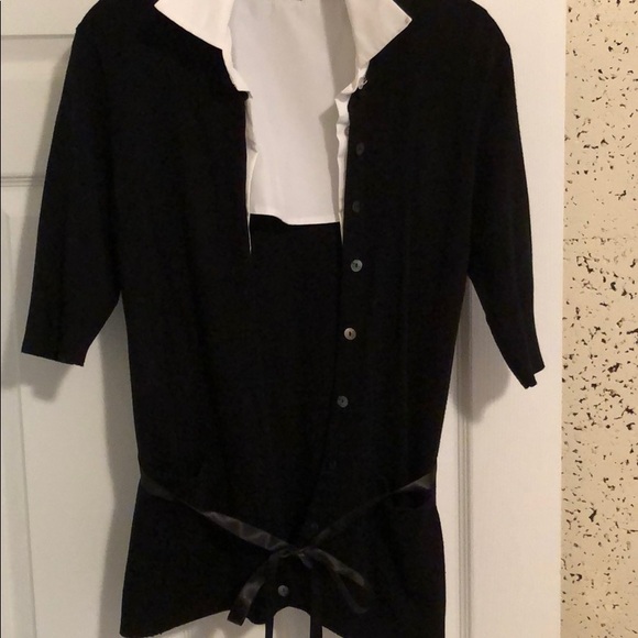 White/Black Quarter sleeve collar top - Picture 5 of 6